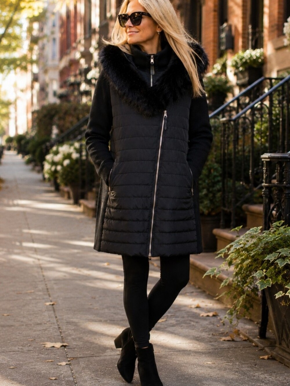Calvin Klein Performance Black Faux Fur Hooded Puffer Sweater Coat Jacket 1X - Picture 1 of 11